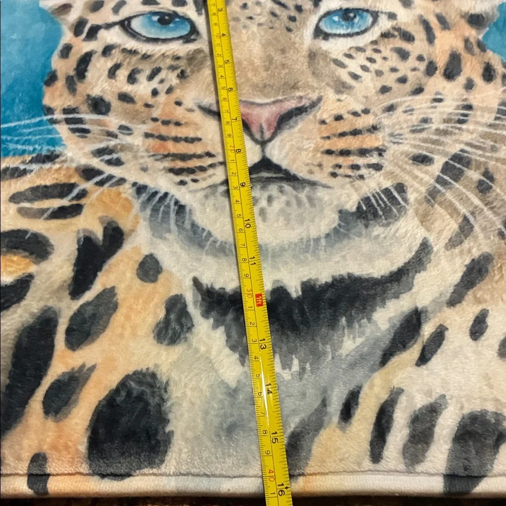 NWOT- Leopard Print Bath Mat/rug - Blue and Tan